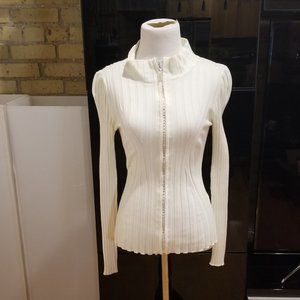 White Belldini Zipper Sweater